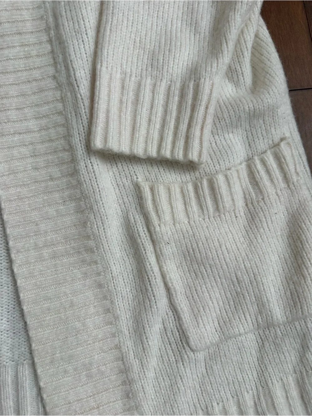 aerie Cream Open-Front Rib Trim Cardigan - Picture 4 of 4